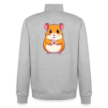 Süßer kleiner Hamster mit Korn Motiv - Unisex Organic Zip Sweatshirt von Stanley/Stella - Grau meliert - Hinten - AI Model Male 185 light (185cm)