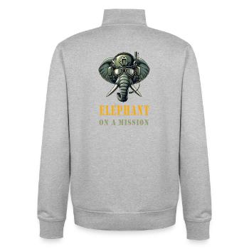 Éléphant en mission - Sweat zippé unisexe en coton bio Stanley/Stella - gris chiné - Dos - AI Model Male 185 light (185cm)