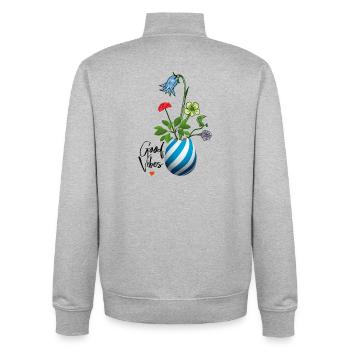 Vase with Wildflowers - Unisex Organic Zip Sweatshirt by Stanley/Stella - heather grey - Back - AI Model Male 185 light (185cm)