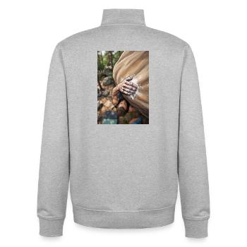 Main à la craie - Sweat zippé unisexe en coton bio Stanley/Stella - gris chiné - Dos - AI Model Male 185 light (185cm)