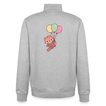 Mignons pandas roux et ballons - Sweat zippé unisexe en coton bio Stanley/Stella - gris chiné - Dos - AI Model Male 185 light (185cm)