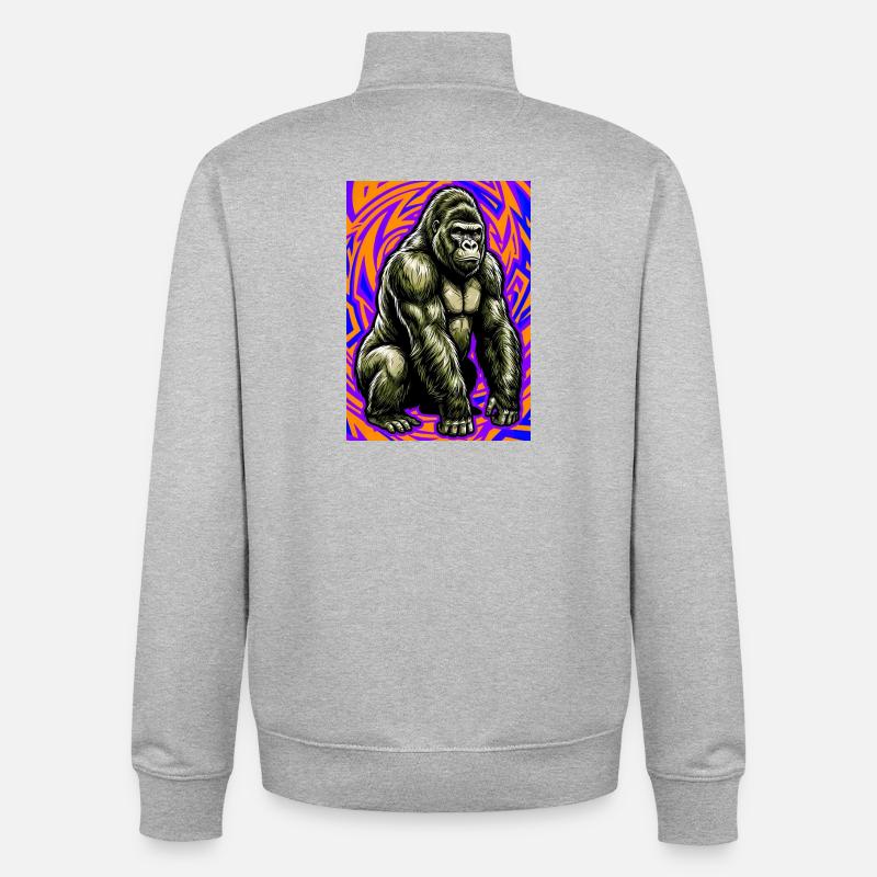 gorille - Sweat zippé unisexe en coton bio Stanley/Stella - gris chiné