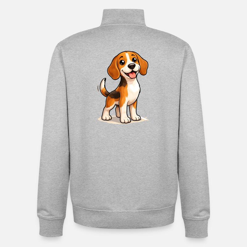 Beagle Dog Cute Funny Fun Design - Unisex Organic Zip Sweatshirt by Stanley/Stella - heather grey