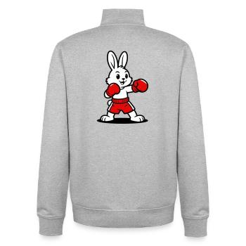 hare boxing - Unisex Organic Zip Sweatshirt by Stanley/Stella - heather grey - Back - AI Model Male 185 light (185cm)