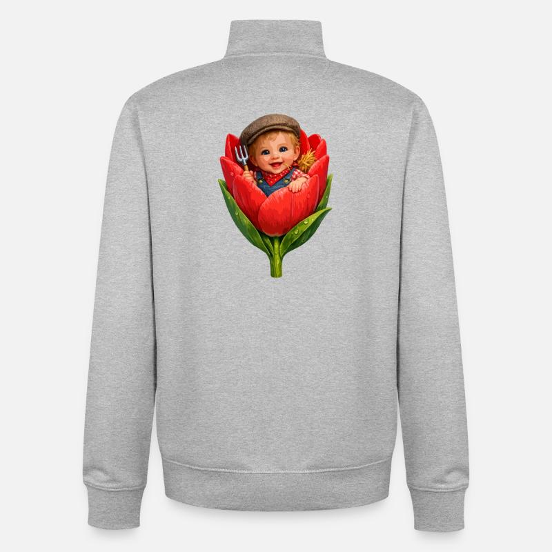 Bébé dans Tulip Bud - Sweat zippé unisexe en coton bio Stanley/Stella - gris chiné