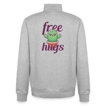 Cactus câlins gratuits - Sweat zippé unisexe en coton bio Stanley/Stella - gris chiné - Dos - AI Model Male 185 light (185cm)