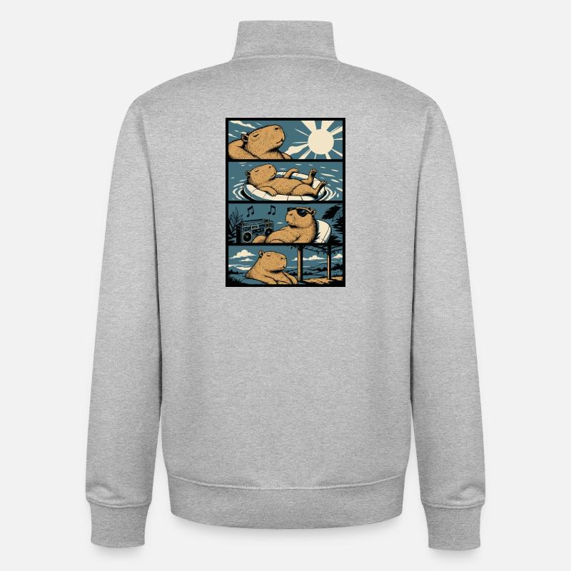 Chill Capybara Pool Vibes - Unisex Organic Zip Sweatshirt von Stanley/Stella - Grau meliert