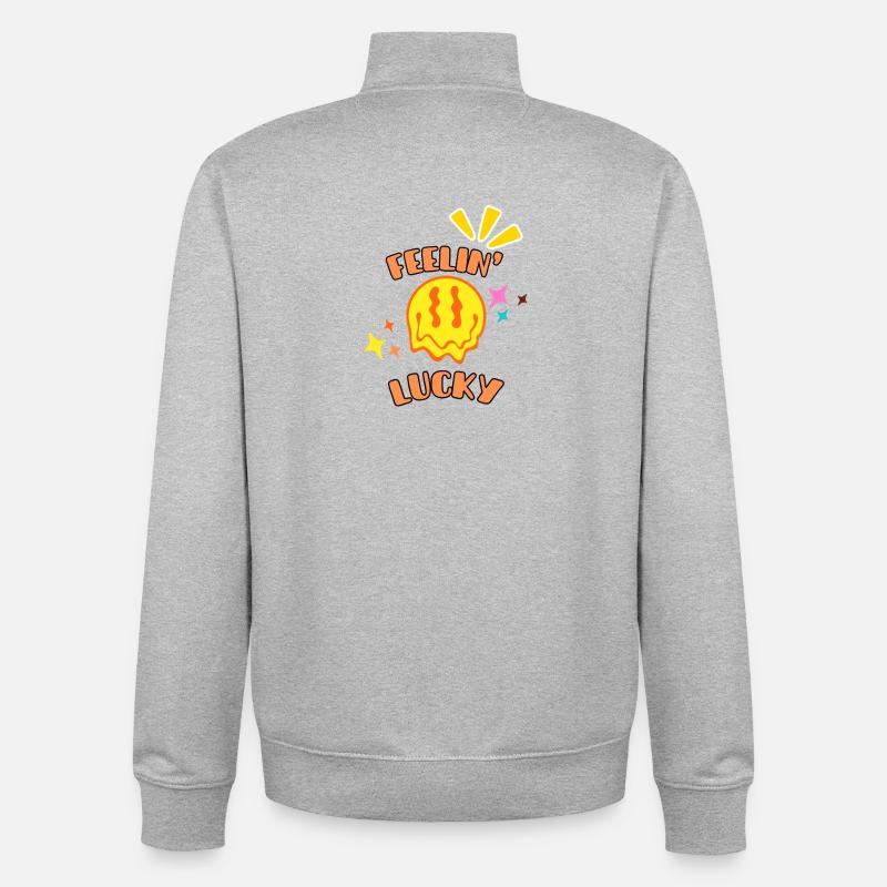 Feelin' Lucky Graphics - Unisex Organic Zip Sweatshirt by Stanley/Stella - heather grey