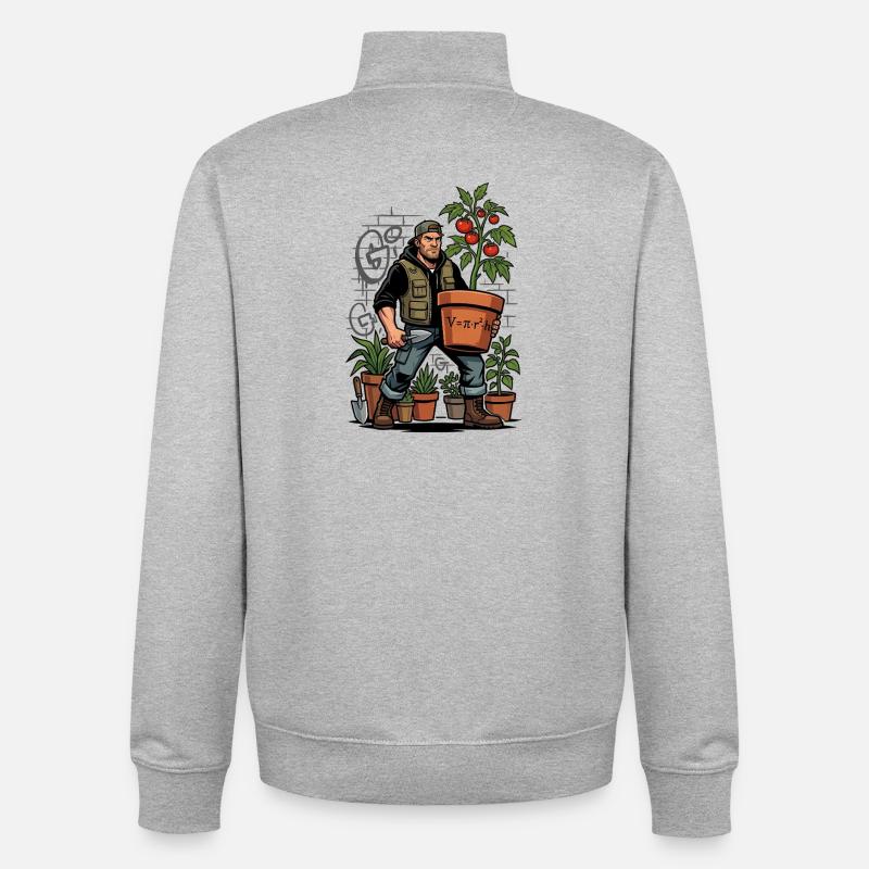 Gardener with tomato formula - Unisex Organic Zip Sweatshirt by Stanley/Stella - heather grey