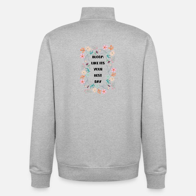 Couronne de fleurs pastel - Sweat zippé unisexe en coton bio Stanley/Stella - gris chiné