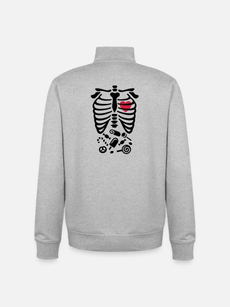 Halloween-Röntgenstrahl-Kostüm Süßigkeiten - Unisex Organic Zip Sweatshirt von Stanley/Stella - Grau meliert
