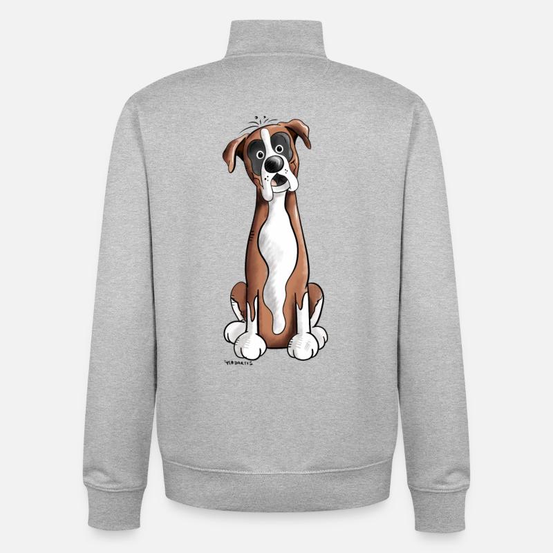 Drôle Deutscher Boxer - Boxer Alleman - Sweat zippé unisexe en coton bio Stanley/Stella - gris chiné