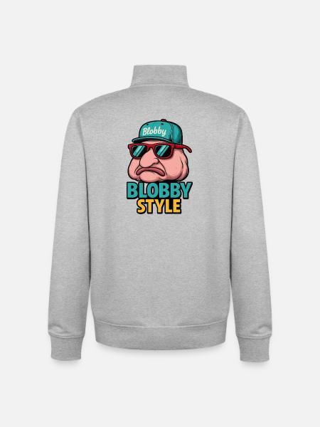 Blobby Style Cartoon Tee - Unisex Organic Zip Sweatshirt by Stanley/Stella - heather grey