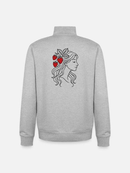 Frau mit Erdbeeren Erdbeermädchen - Unisex Organic Zip Sweatshirt von Stanley/Stella - Grau meliert