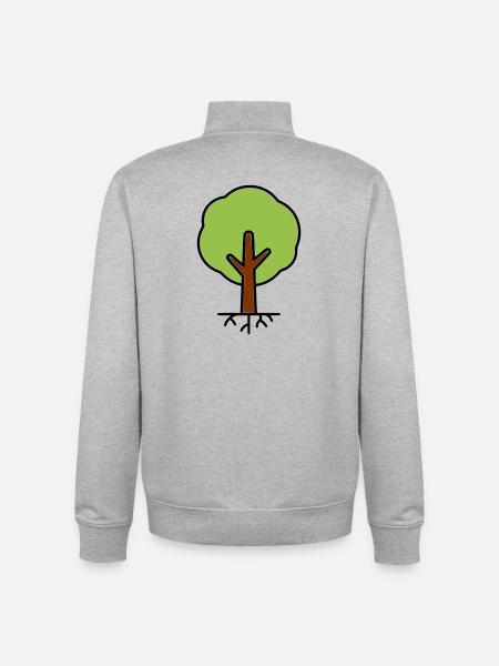 Tree Silhouette Green Cartoon - Unisex Organic Zip Sweatshirt by Stanley/Stella - heather grey
