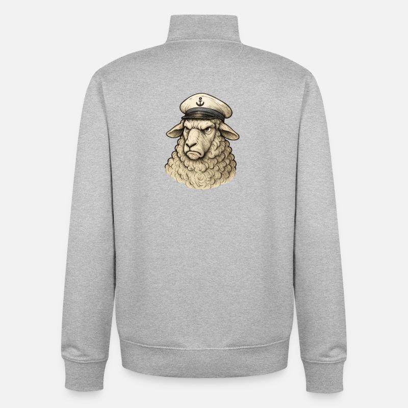 Capitaine de mouton au look ancre - Sweat zippé unisexe en coton bio Stanley/Stella - gris chiné