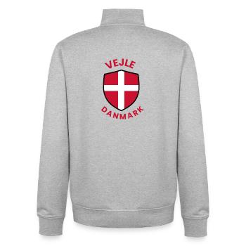Vejle Le Drapeau du Danemark - Sweat zippé unisexe en coton bio Stanley/Stella - gris chiné - Dos - AI Model Male 185 light (185cm)