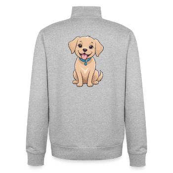 Cheerful puppy friend cartoon - Unisex Organic Zip Sweatshirt by Stanley/Stella - heather grey - Back - AI Model Male 185 light (185cm)