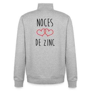 Zinkhochzeit 76 Jahre - Unisex Organic Zip Sweatshirt von Stanley/Stella - Grau meliert - Hinten - AI Model Male 185 light (185cm)