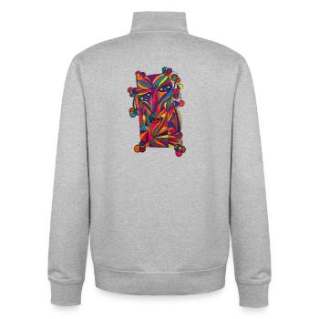 Farbenreiches Gesichts-Porträt- Martina Eßer - Unisex Organic Zip Sweatshirt von Stanley/Stella - Grau meliert - Hinten - AI Model Male 185 light (185cm)