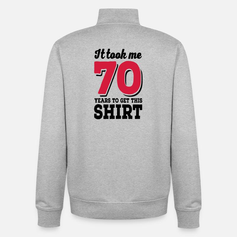 70 ans - Sweat zippé unisexe en coton bio Stanley/Stella - gris chiné