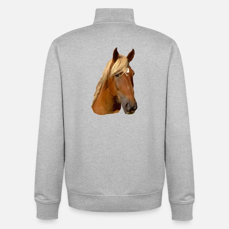 Tête de cheval - Sweat zippé unisexe en coton bio Stanley/Stella - gris chiné