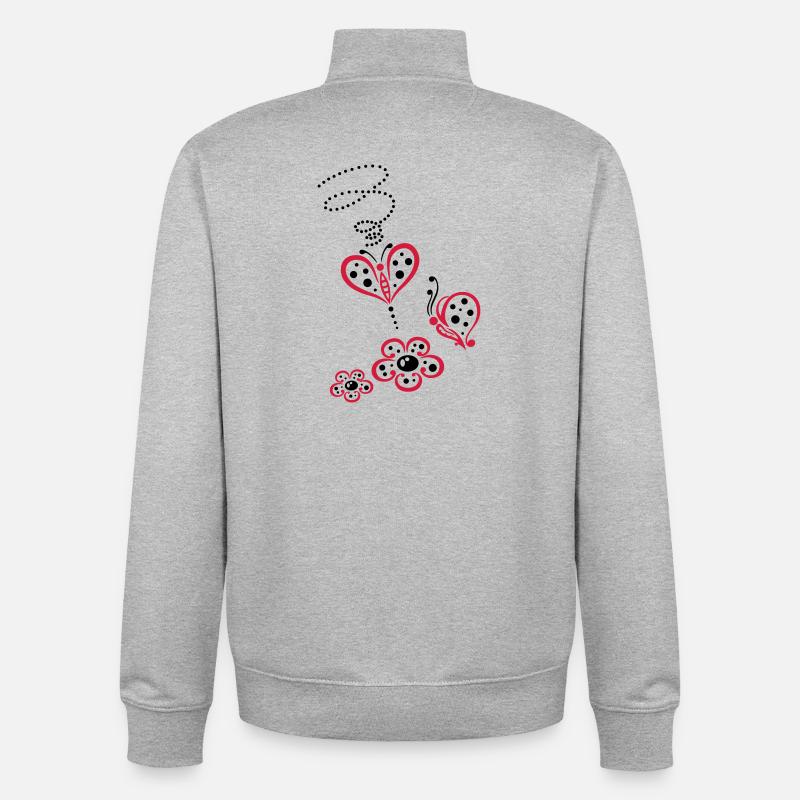 Bunte Schmetterlinge mit Blumen, Sommerwiese - Unisex Organic Zip Sweatshirt von Stanley/Stella - Grau meliert