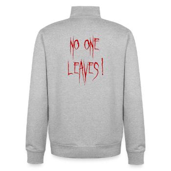 No one leaves Design - Unisex Organic Zip Sweatshirt by Stanley/Stella - heather grey - Back - AI Model Male 185 light (185cm)