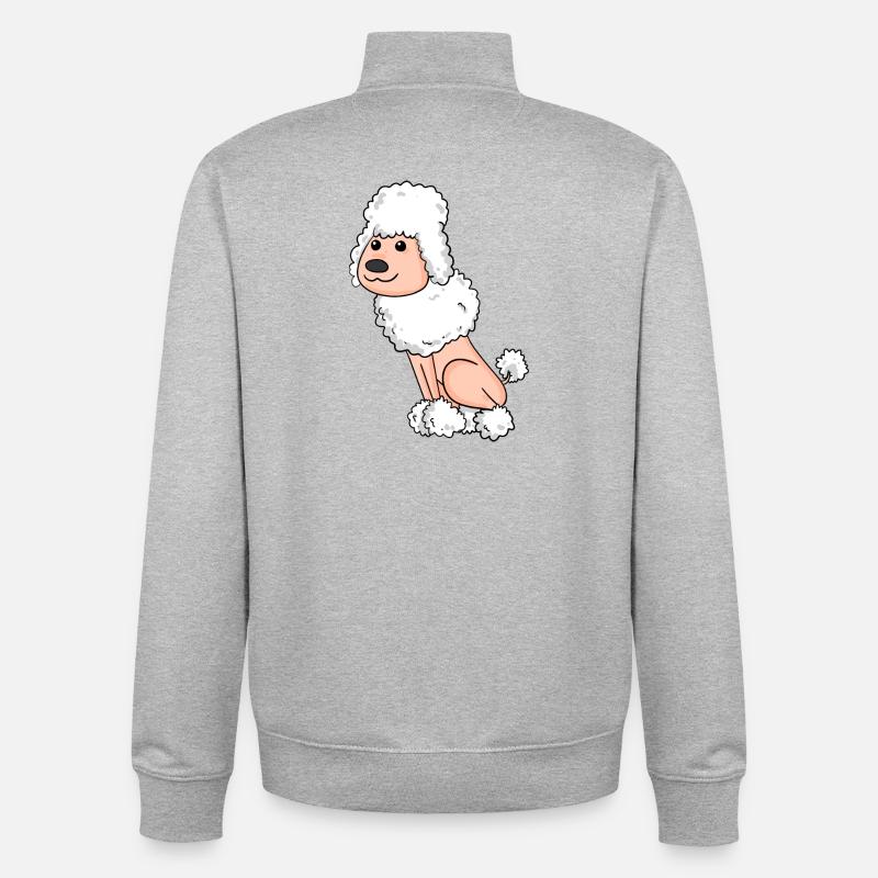 Poodle White - Unisex Organic Zip Sweatshirt by Stanley/Stella - heather grey