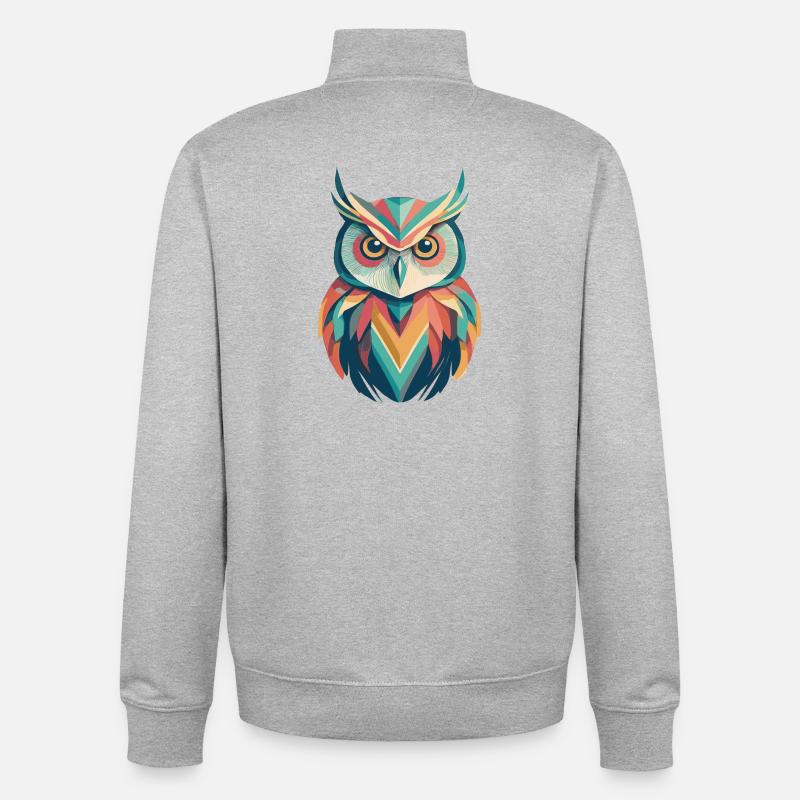 Glänzende Eule - Unisex Organic Zip Sweatshirt von Stanley/Stella - Grau meliert