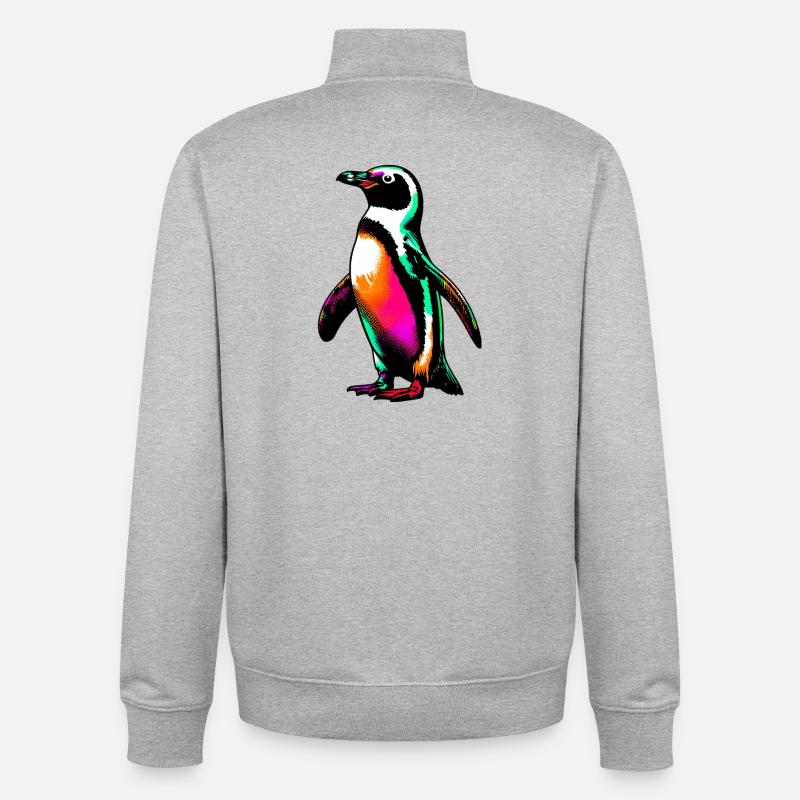 Penguin - Unisex Organic Zip Sweatshirt by Stanley/Stella - heather grey