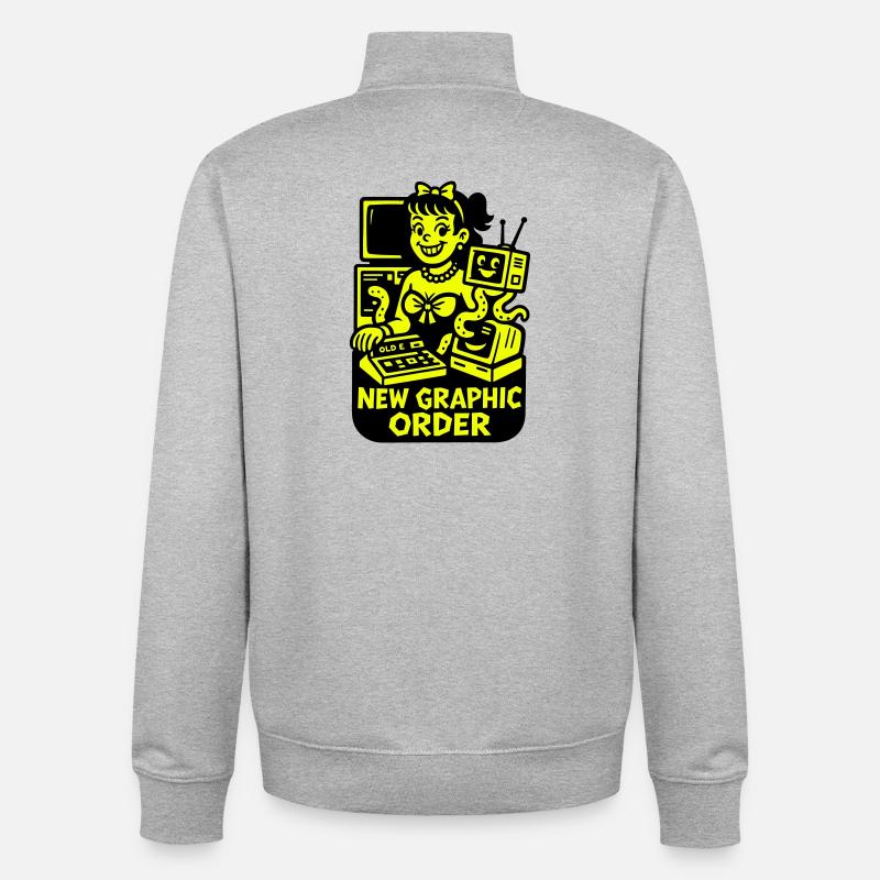 Retro Computer Graphics - Unisex Organic Zip Sweatshirt by Stanley/Stella - heather grey