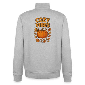 Cozy Autumn Mood Pumpkin - Unisex Organic Zip Sweatshirt by Stanley/Stella - heather grey - Back - AI Model Male 185 light (185cm)