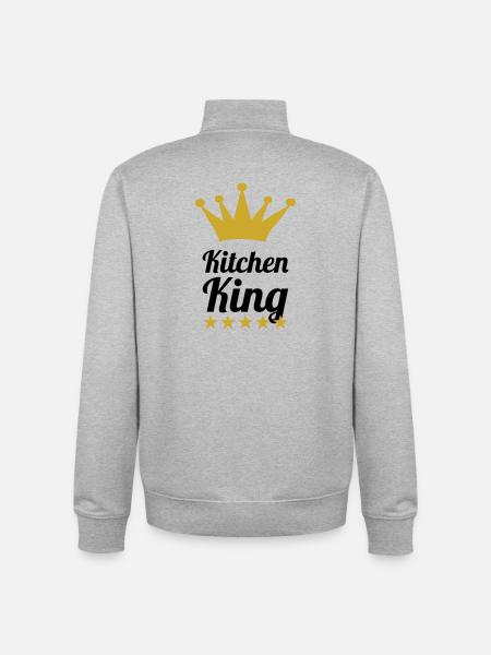 The King of Cooking - Unisex Organic Zip Sweatshirt by Stanley/Stella - heather grey