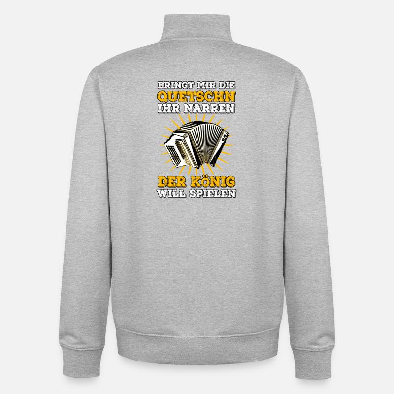 Quetschn - Der König will spielen! - Unisex Organic Zip Sweatshirt von Stanley/Stella - Grau meliert