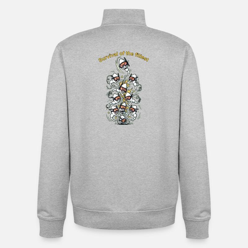 Survivance du spermatozoïde le plus apte - Sweat zippé unisexe en coton bio Stanley/Stella - gris chiné