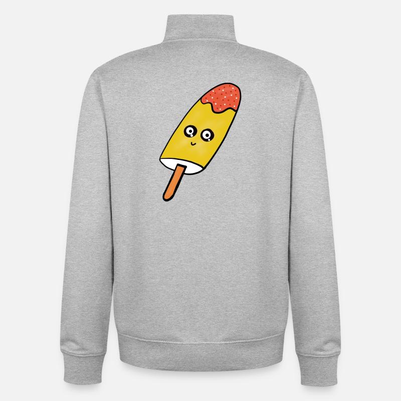 Kawaii  Eis Eiskrem Kinder lustig - Unisex Organic Zip Sweatshirt by Stanley/Stella - heather grey