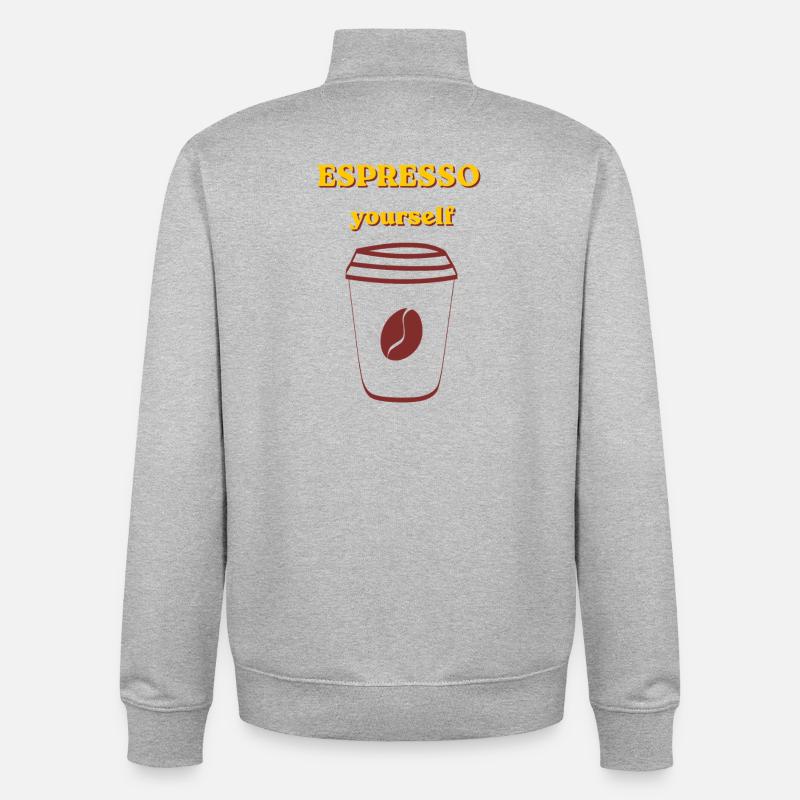 Exemple de café pour l’espresso vous-même - Sweat zippé unisexe en coton bio Stanley/Stella - gris chiné