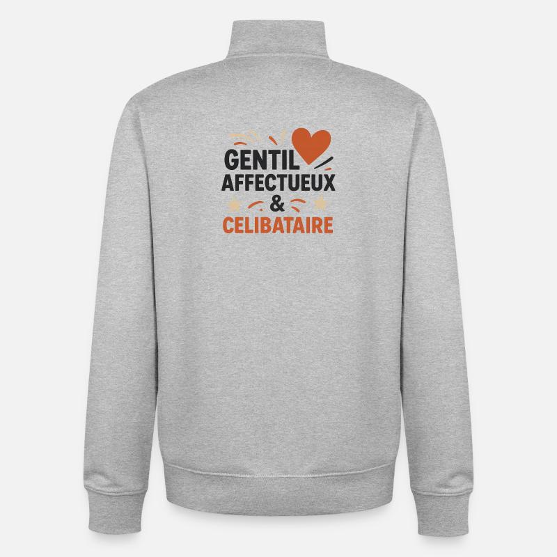 Friendly Message Design for Singles - Unisex Organic Zip Sweatshirt by Stanley/Stella - heather grey