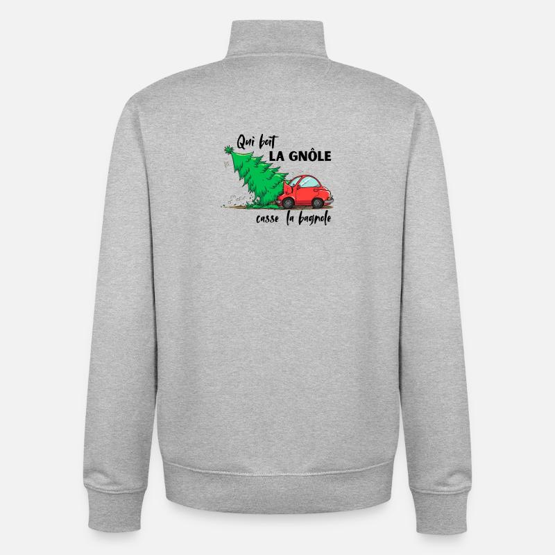 QUI_BOIT_LA_GNOLE_CASSE DAS AUTO - Unisex Organic Zip Sweatshirt von Stanley/Stella - Grau meliert