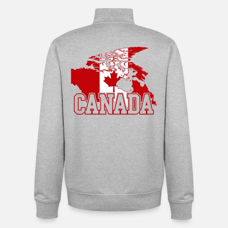 Globe Tee du drapeau de l’érable canadien - Sweat zippé unisexe en coton bio Stanley/Stella - gris chiné