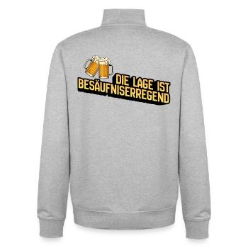 Die Lage ist Besäufniserregend - Unisex Organic Zip Sweatshirt von Stanley/Stella - Grau meliert - Hinten - AI Model Male 185 light (185cm)