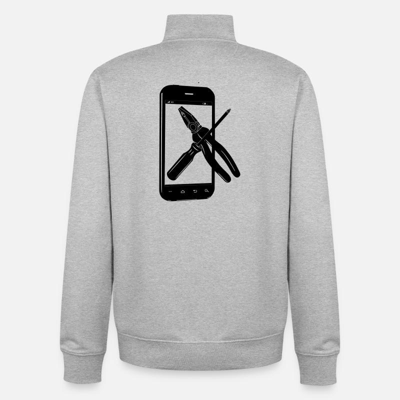 Smartphone with tools - Unisex Organic Zip Sweatshirt by Stanley/Stella - heather grey