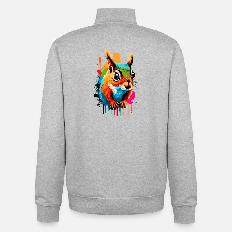 Eichhörnchen Sciurus - Squirrel Farbenfroh - Unisex Organic Zip Sweatshirt von Stanley/Stella - Grau meliert