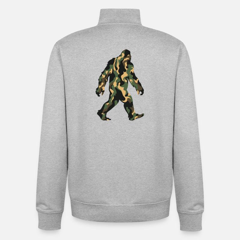 Foulée de Sasquatch de camouflage - Sweat zippé unisexe en coton bio Stanley/Stella - gris chiné