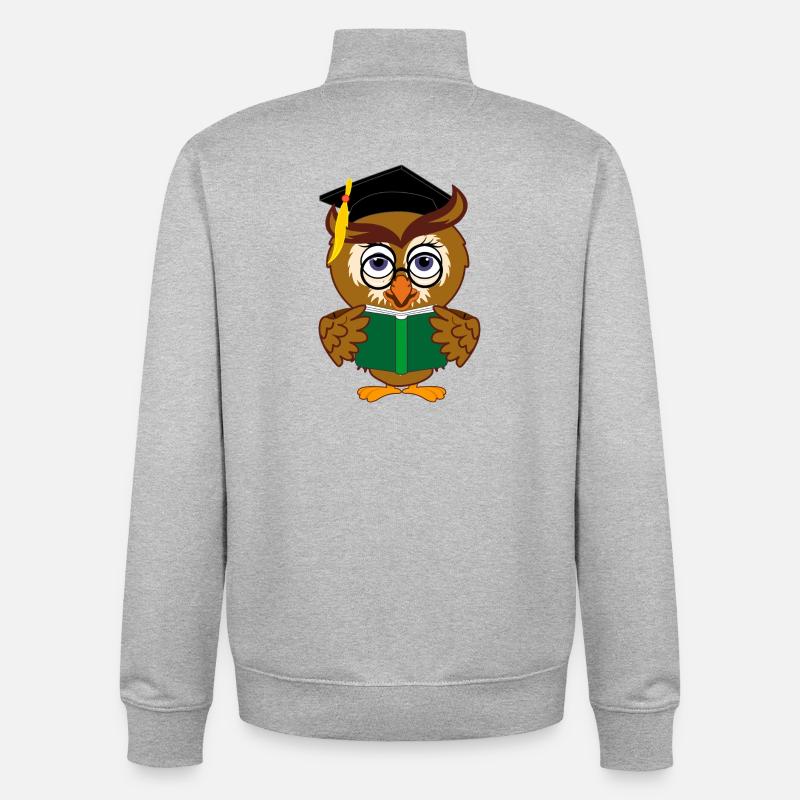 Hibou de lecture avec Smart Book - Sweat zippé unisexe en coton bio Stanley/Stella - gris chiné