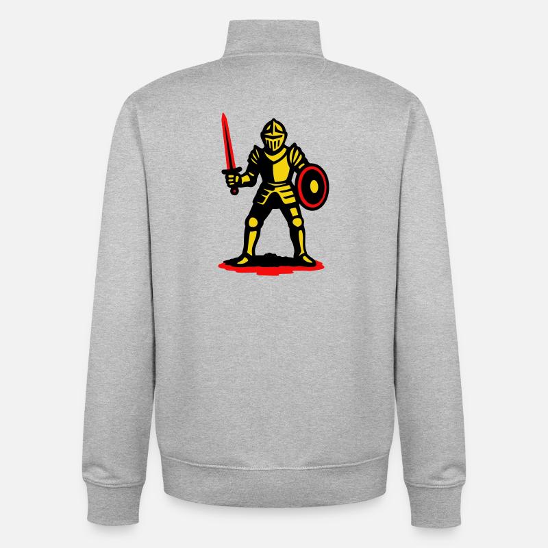 Gelber Ritter mit rotem Schwert - Unisex Organic Zip Sweatshirt von Stanley/Stella - Grau meliert