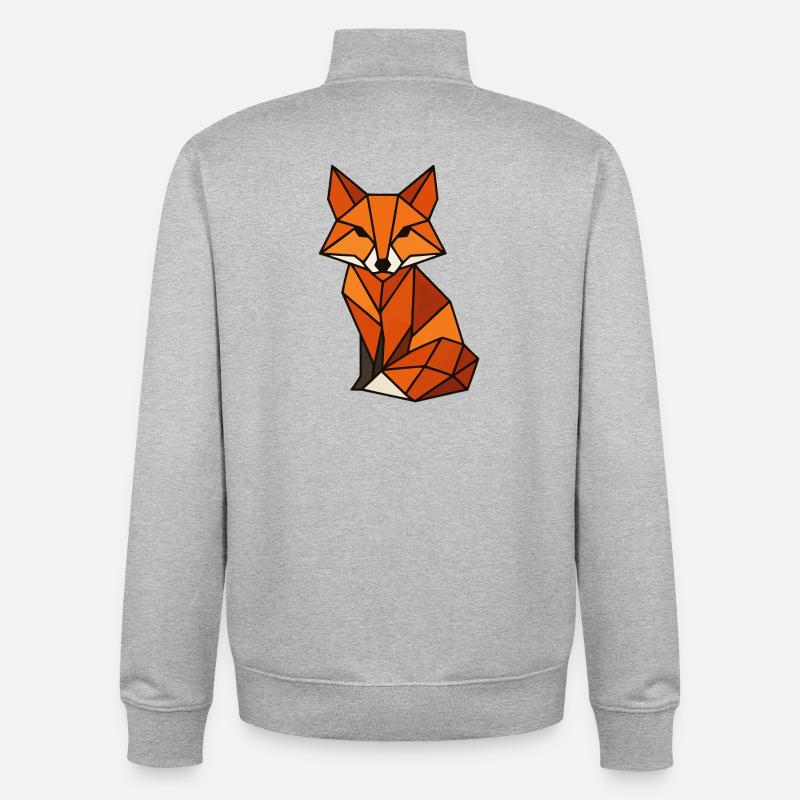 Geometric Fox Triangles - Unisex Organic Zip Sweatshirt by Stanley/Stella - heather grey