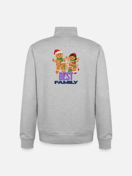 Best family - Meilleur famille Pain d'Épice Festif - Unisex Organic Zip Sweatshirt by Stanley/Stella - heather grey