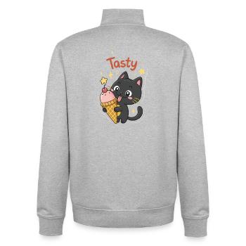 Chat gourmand et crème glacée - Unisex Organic Zip Sweatshirt by Stanley/Stella - heather grey - Back - AI Model Male 185 light (185cm)